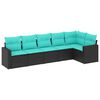 vidaXL Set canapele de grădină cu perne, 6 piese, negru, poliratan