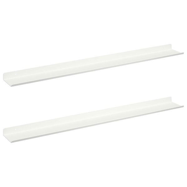 vidaXL Raft suspendat Pe perete 2 pcs Alb 80 x 9 x 2,5 cm Oțel