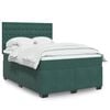 vidaXL Pat box spring cu saltea, verde închis, 140x190 cm, catifea