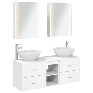 vidaXL Set de mobilier pentru baie 5 buc. Alb Lemn prelucrat și sticlă