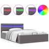 vidaXL Cadru pat hidraulic ladă și LED gri 140x200 cm piele ecologică