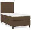 vidaXL Pat box spring cu saltea, maro &icirc;nchis, 100x200 cm, textil