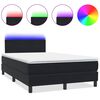 vidaXL Pat cu arcuri cu saltea și LED, negru, 120x210 cm, catifea