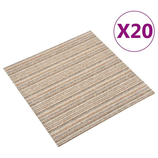 vidaXL Covor 20 pcs Bej &icirc;n dungi 50 x 50 cm 100% polipropilenă
