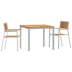 vidaXL Set dining pentru exterior 3 pcs Maro Lemn solid de tec