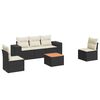 vidaXL Set mobilier de grădină cu perne, 6 piese, negru, poliratan