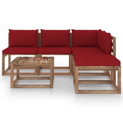 vidaXL Set mobilier de grădină cu perne, 6 piese, lemn pin tratat