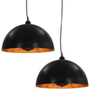 vidaXL Lustre, 2 buc., negru și auriu, semisferic, 40 cm, E27
