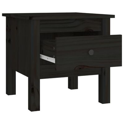 vidaXL Masă laterală, negru, 40x40x39 cm, lemn masiv de pin