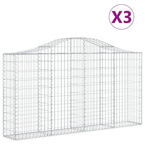 vidaXL Coșuri gabion arcuite 3 buc, 200x30x100/120 cm fier galvanizat