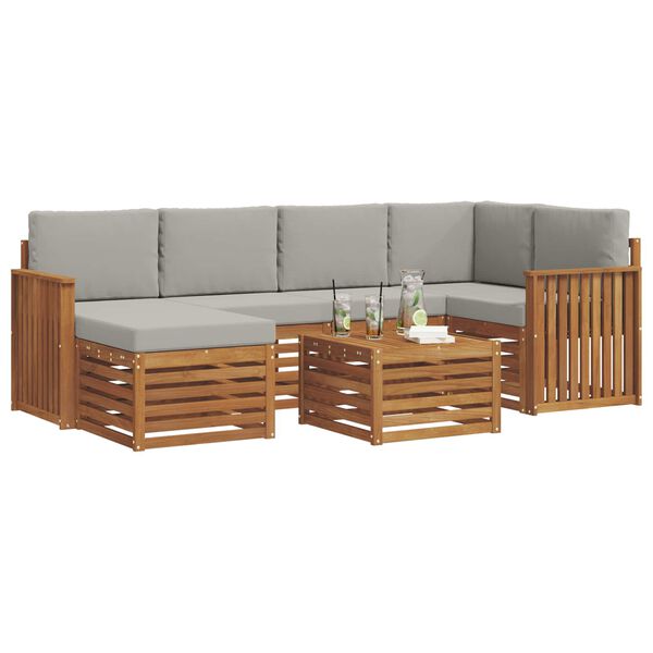 vidaXL Seturi de canapele cu pernă 7 pcs Gri natural și deschis