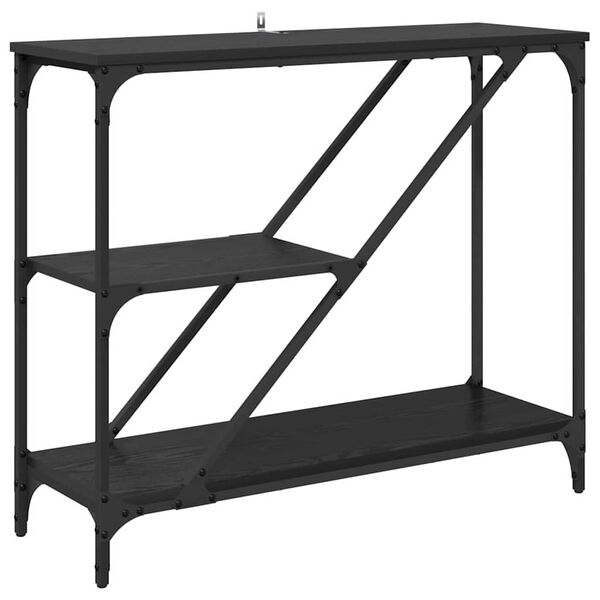 vidaXL Masă de consolă Stejar Negru 88,5 x 30 x 75 cm Lemn compozit