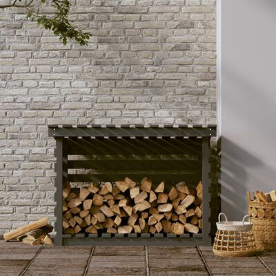 vidaXL Rastel pentru lemne de foc, gri, 108x73x79 cm, lemn masiv pin