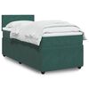 vidaXL Pat box spring cu saltea, verde &icirc;nchis, 90x190 cm, catifea
