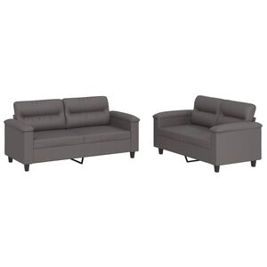 vidaXL Set de canapele cu perne, 2 piese, gri, piele ecologică
