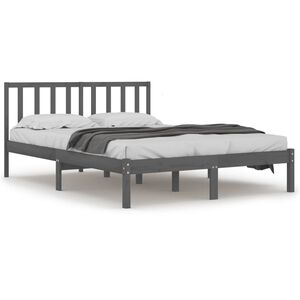 vidaXL Cadru de pat, gri, 200x200 cm, lemn masiv de pin