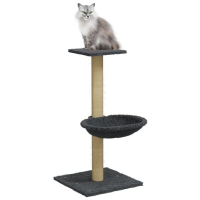 vidaXL Ansamblu pisici cu stâlp din funie de sisal, gri închis, 74 cm