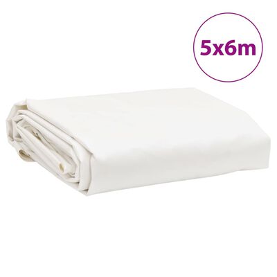 vidaXL Prelată, alb, 5 x 6 m, 650 g/m²