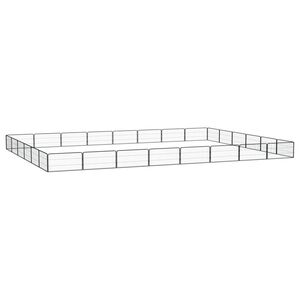 vidaXL Țarc c&acirc;ini 28 panouri negru 100x50 cm oțel vopsit electrostatic