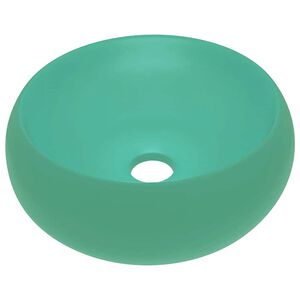 vidaXL Chiuvetă baie lux verde deschis mat 40x15 cm ceramică rotund