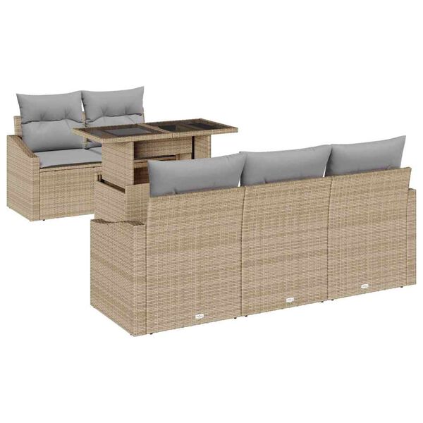 vidaXL Set de canapele pentru grădină 6 pcs Beige și gri deschis