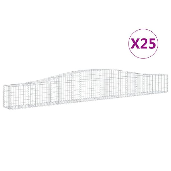 vidaXL Coșuri gabion arcuite 25 buc, 400x30x40/60 cm, fier galvanizat