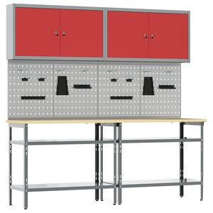 vidaXL Set banc de lucru 8 buc. Roșu și gri Oțel vopsit electrostatic