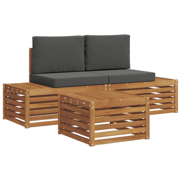 vidaXL Set de canapele de exterior 3 Bucată Natural și Antracit