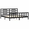 vidaXL Cadru pat cu tăblie 200x200 cm, negru, lemn masiv