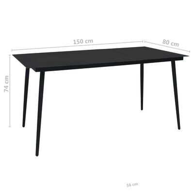 vidaXL Set mobilier de exterior, 7 piese, negru, frânghie și oțel