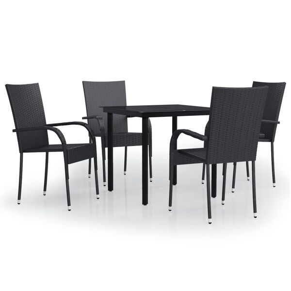 vidaXL Set mobilier de grădină, 5 piese, negru