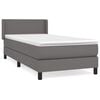vidaXL Pat box spring cu saltea, gri, 80x200 cm, piele ecologică