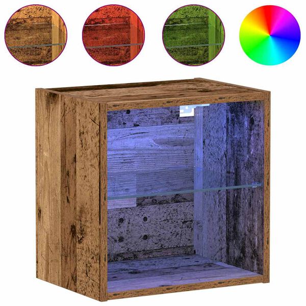 vidaXL Raft flotant cu lumină LED cu raft 2 pcs Maro 40 x 28,5 x 40 cm