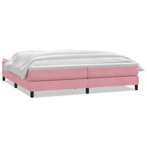 vidaXL Pat box spring cu saltea, roz, 180x210 cm, catifea
