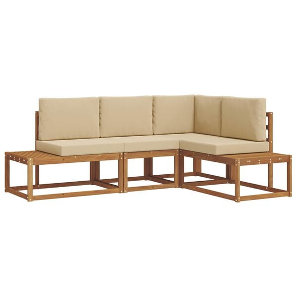 vidaXL Set de canapele de exterior cu pernă 4 Bucată Natural și Bej