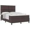 vidaXL Pat cu arcuri cu headboard Maro &icirc;nchis 140 x 200 cm țesătură