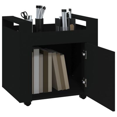 vidaXL Cărucior de birou, negru, 60x45x60 cm, lemn prelucrat
