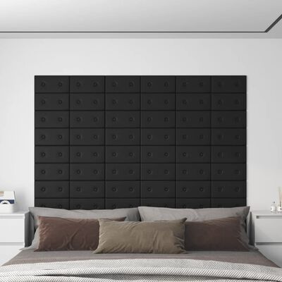 vidaXL Panouri perete 12 buc. negru 30x15 cm piele ecologică 0,54 m²