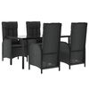 vidaXL Set mobilier de grădină cu perne, 5 piese, negru, poliratan