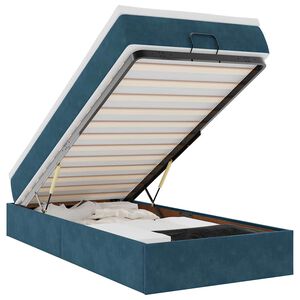vidaXL Cadru de pat otoman cu saltea Albastru &icirc;nchis 80x200cm catifea