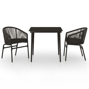 vidaXL Set de mobilier pentru grădină, 3 piese, negru