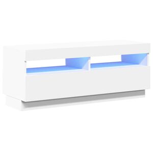 vidaXL Comodă TV cu lumini LED, alb, 100x35x40 cm