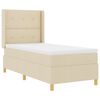 vidaXL Pat cu arcuri cu saltea cu headboard Crem 140 x 200 cm țesătură