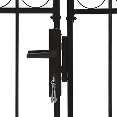 vidaXL Poartă de gard dublă cu arcadă, negru, 400 x 175 cm, oțel