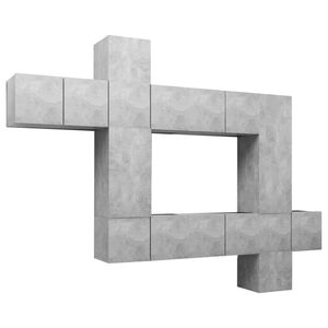 vidaXL Set de dulapuri TV, 10 piese, gri beton, lemn prelucrat