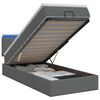 vidaXL Pat Ottoman cu Saltea și LED Gri &icirc;nchis 100 x 200 cm Țesătură