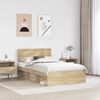 vidaXL Cadru de pat cu headboard Sonoma 120 x 190 cm Lemn de pin masiv