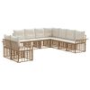 vidaXL Set de canapele de exterior 9 pcs Alb Natural și Crem Poliester