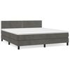 vidaXL Pat box spring cu saltea, gri &icirc;nchis, 160x200 cm, catifea