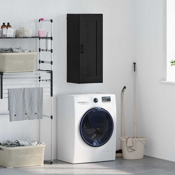 vidaXL Dulap montat pe perete Stejar Negru 34,5 x 34 x 90 cm
